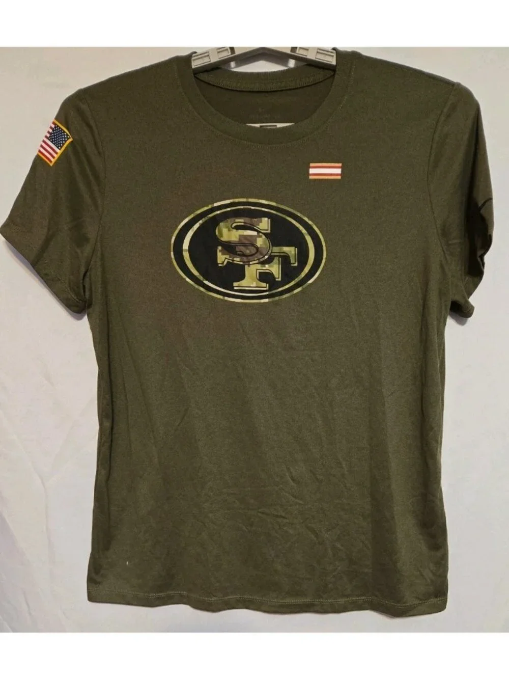 San Francisco 49ers Forty Niners Camo Salute to Service Nike Shirt Youth XL